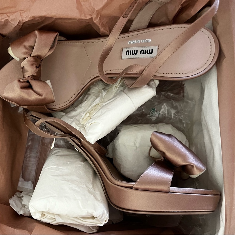 Authentic Miu Miu Satin Heels In Beautiful Blush size 41